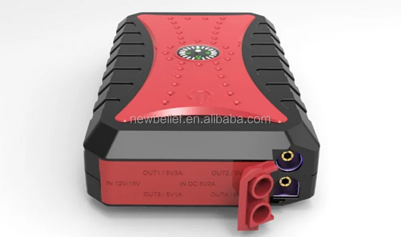 Portable 12 volt emergency car powerbank, 4 USB car jump starter power bank with air compressor