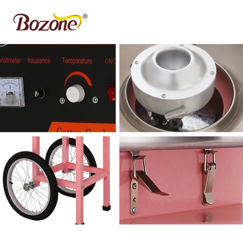 Industrial Fairy Pink Candy Sugar Maker With Glass / Vending Commercial Cotton Candy Floss Maker Cart Machine for Sale