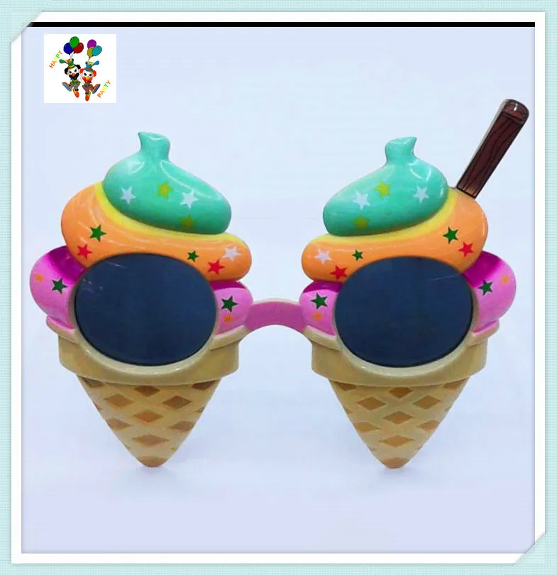 Cheap Plastic Novelty Gift Ice Cream Shape Crazy Party Favor Glasses
