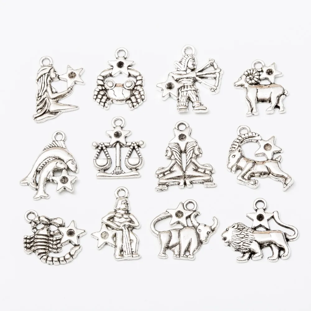 Wholesale Zodiac Charms Silver Zodiac Signs Pendant For Necklace Making