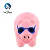 promotional toy print logo custom animal PU foam Cool Pig with Sunglasses Stress Ball