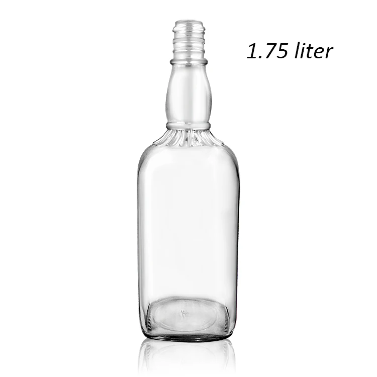 1.75 Liter Clear Glass Liquor Bottles w/ Handles (Bulk), Caps Not Included