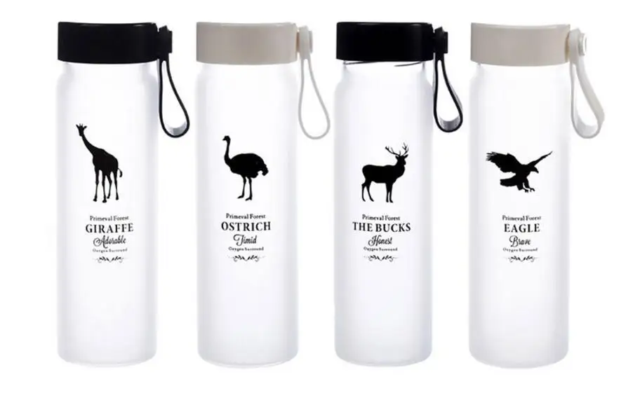 New Frosted 380ML Glass Drinking Bottle, Glass Water Bottle With Silicone Sleeve