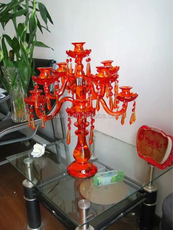 New ! Red 9 Arms Candelabra For Home Decoration Buy Red Glass