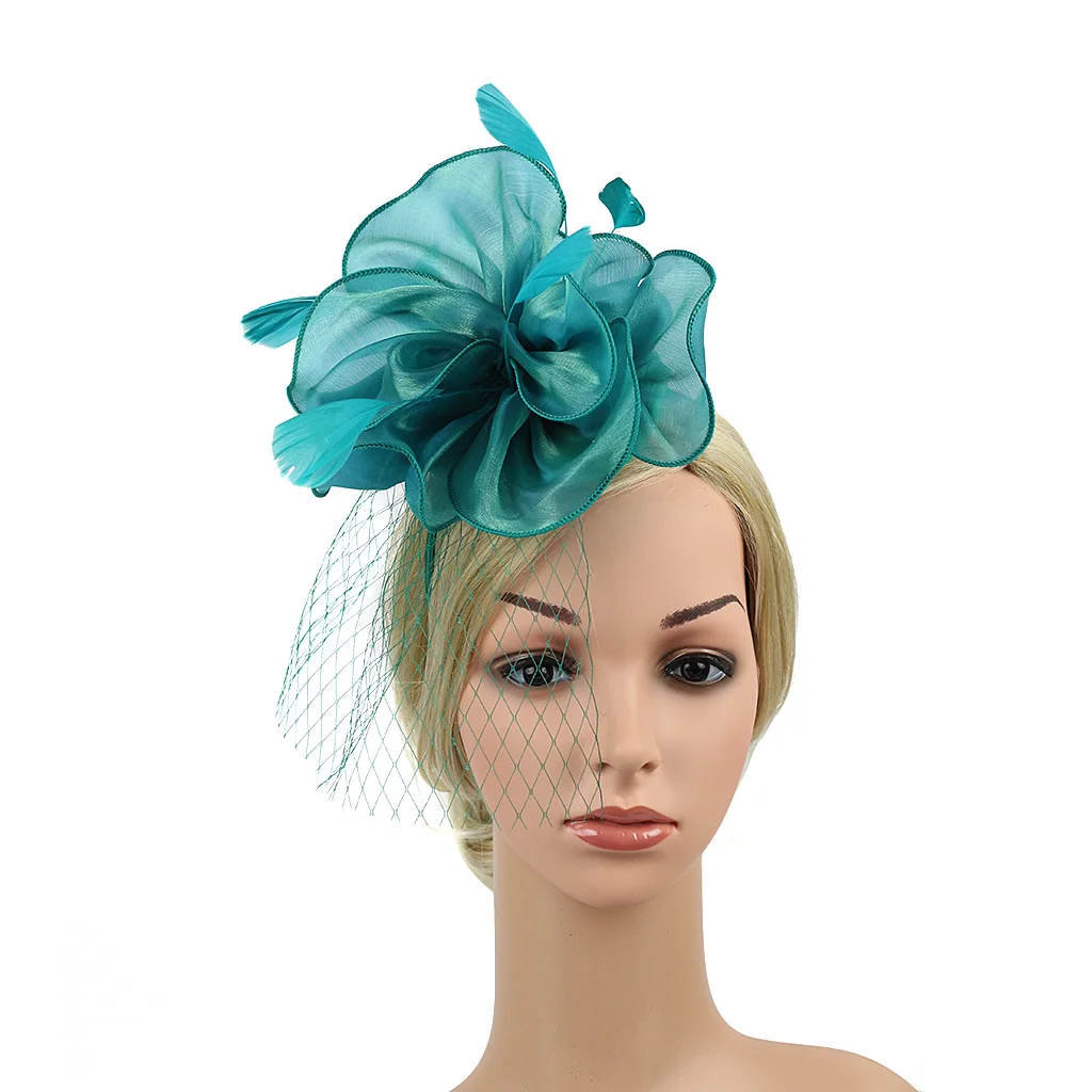 Mint Green Brown Pheasant Feather Pillbox Hat Fascinator Races Hair Clip 5612 