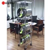 Easy Assemble Kitchen Steel Rack Organization Mobile Storage 5 Tier Metal Wire Sliding Shelf
