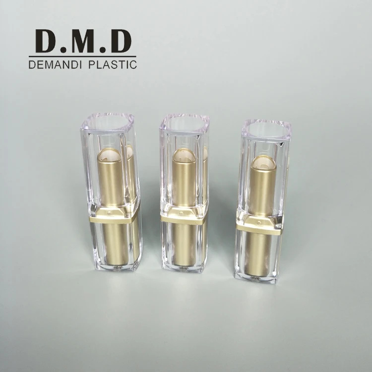 Gold Lipstick Tube / Square Lipstick Containers With Clear Transparent