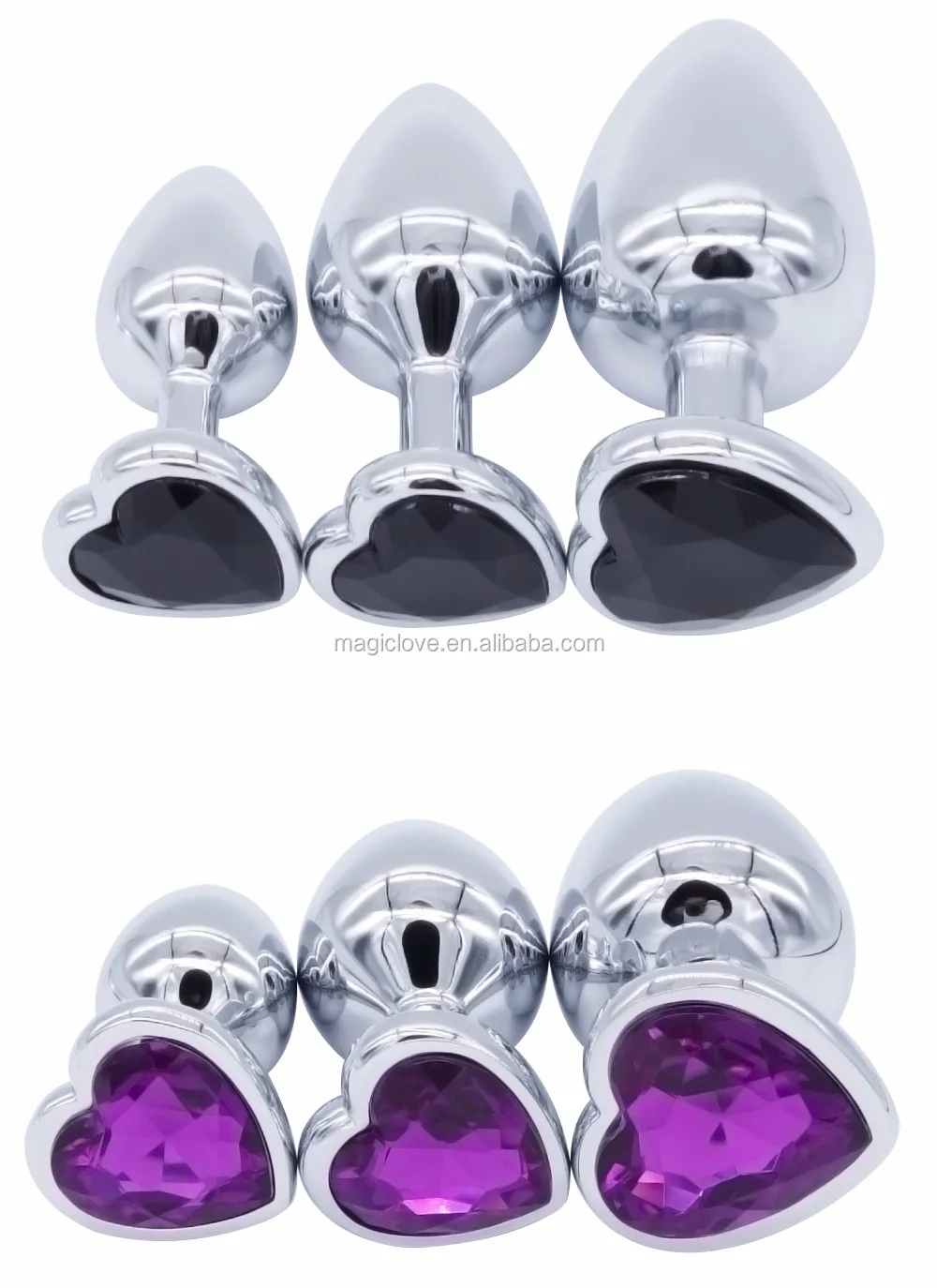 3pcs Anal Beads Crystal Jewelry Heart Butt Plug Stimulator Sex Toys Stainless Steel Anal Plug