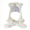 Long Scarf Set Winter Plush Fox Animal Head Hat