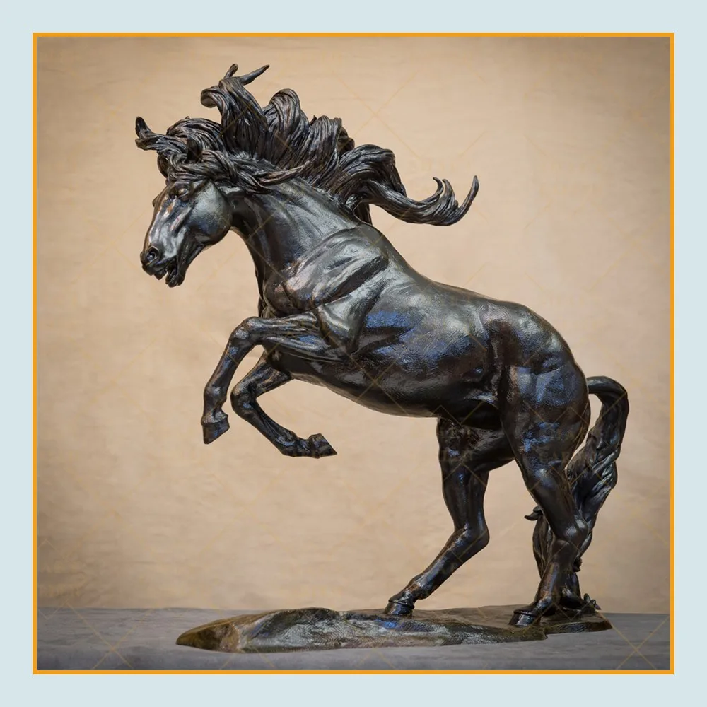 Lost Wax Casting Life Size Metal Art Jumping Bronze Horse Statue For