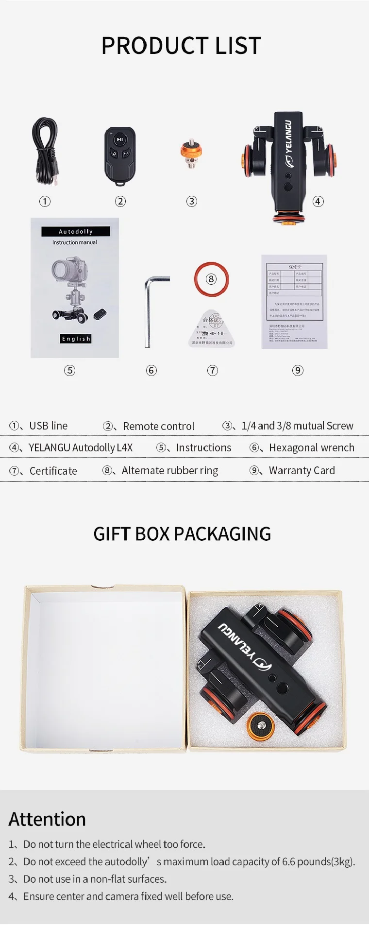 Yelangu 3wheels Motorized Autodolly Video Car Slider With Remote,Rechargeable,Three Speed