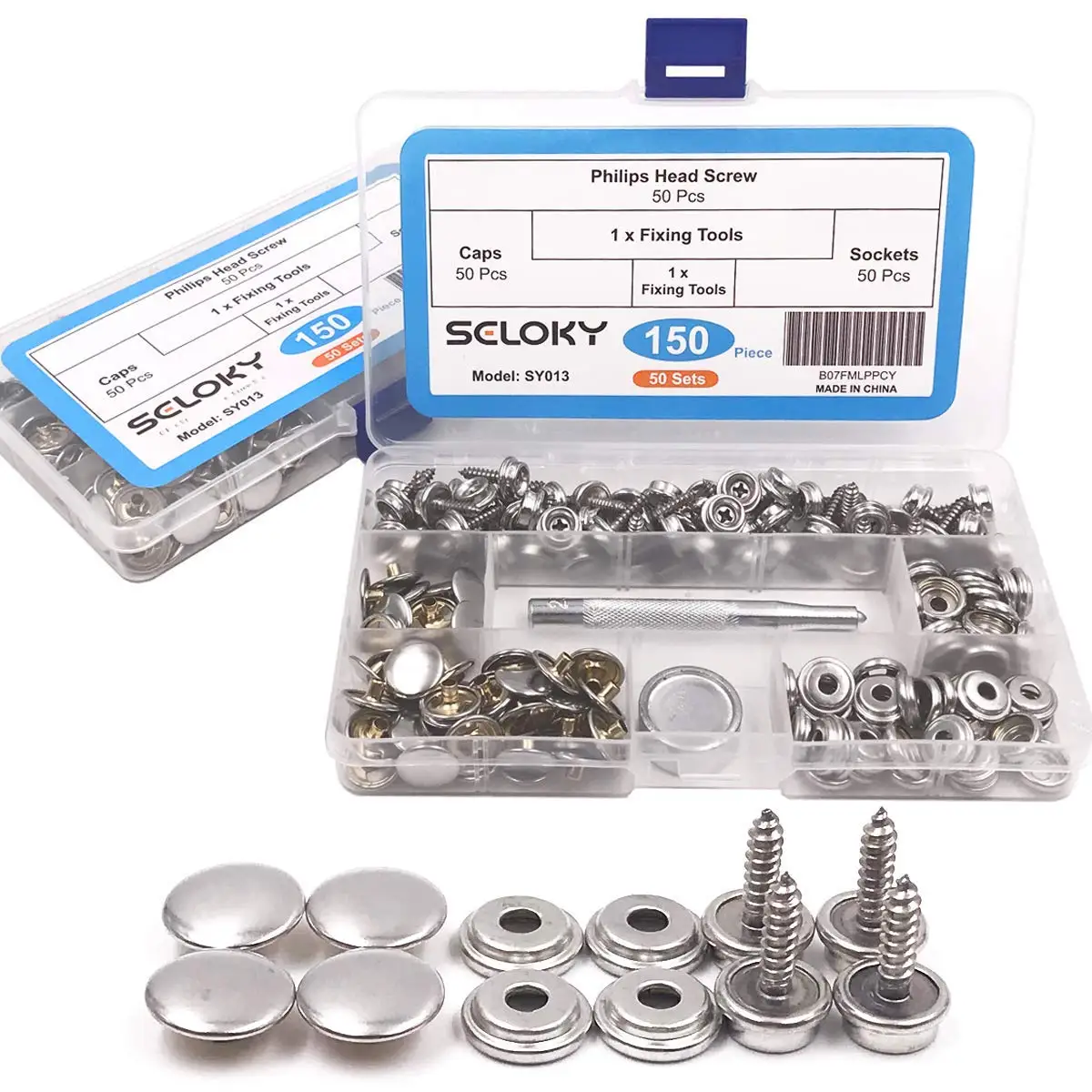 100 PRO Stainless Steel Screw in Canvas Snap Studs 50 each of 3//8/" and 5//8/"