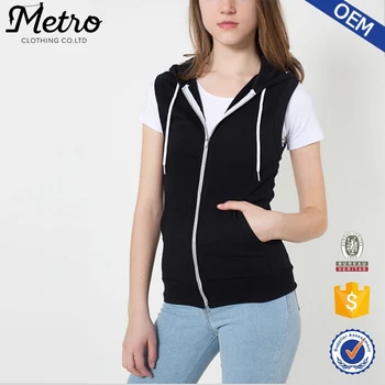 sleeveless zip hoodie women's