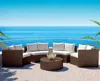 Seaside patio leisure big rattan furniture outdoor sectional half round wicker circular sofa