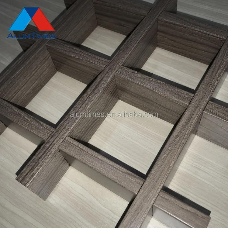 Good Price Aluminum Suspended Open Cell Grid Decorative Metal Grille Ceiling Wooden Color Buy Wooden Aluminium Grid Ceiling Decorative Metal Grille