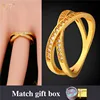 U7 18k gold plated Women Ring Jewelry Double Circles X Ring Channel Setting AAA+ cubic Zirconia Finger Rings For women