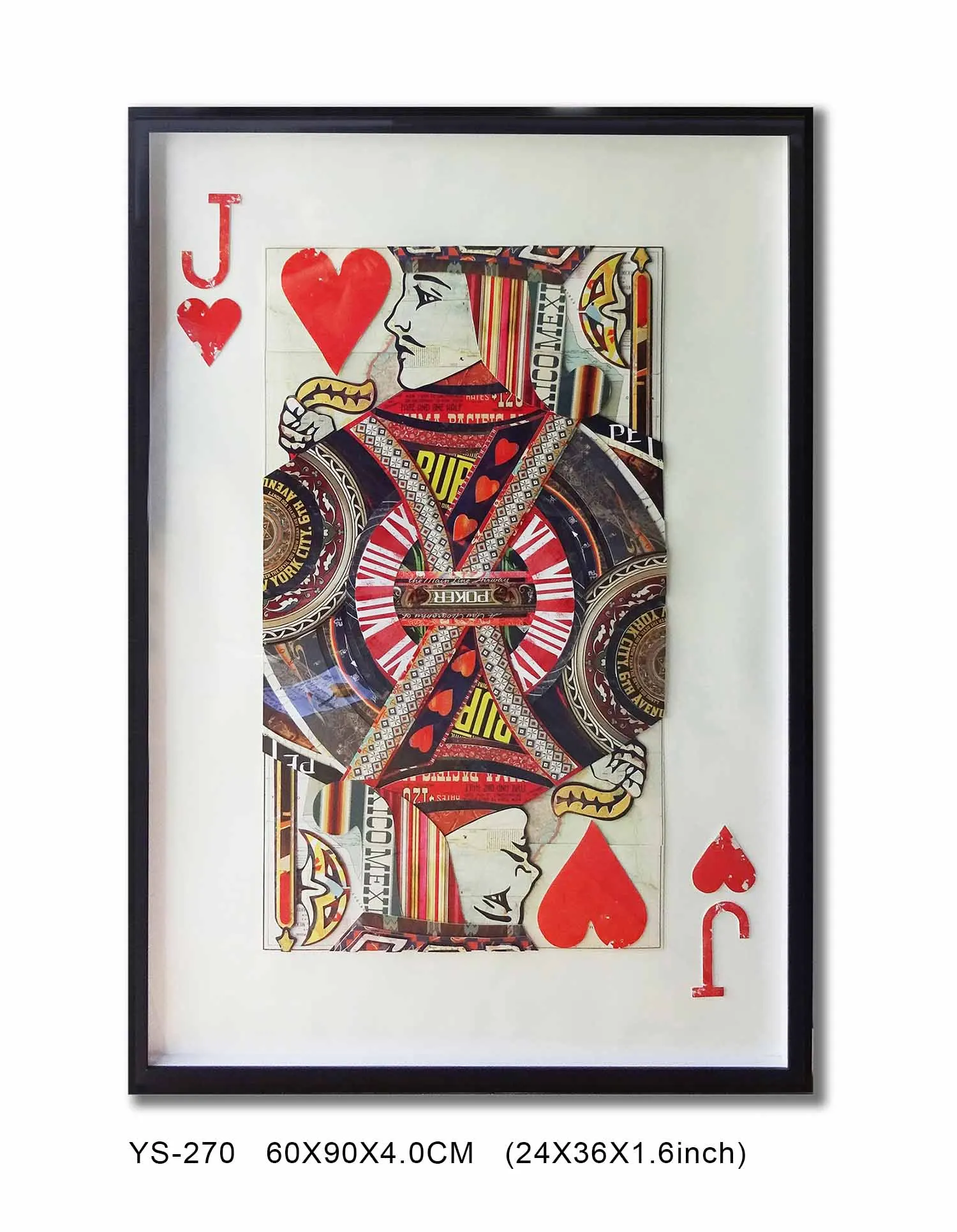 Wall Paper 3d Artwork Collage Framed Wall Decor Art Playing Card J In Red Heart Buy High Quality Playing Card J Collage Art Wall Paper 3d Wall Decor Art With Frame Product On