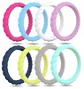 Embossed Silicone Rubber Finger Rings Braided Stackable Wedding Ring For Women