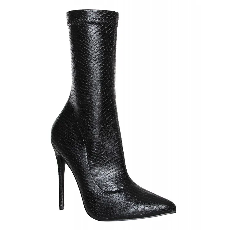 black boots with snakeskin heel