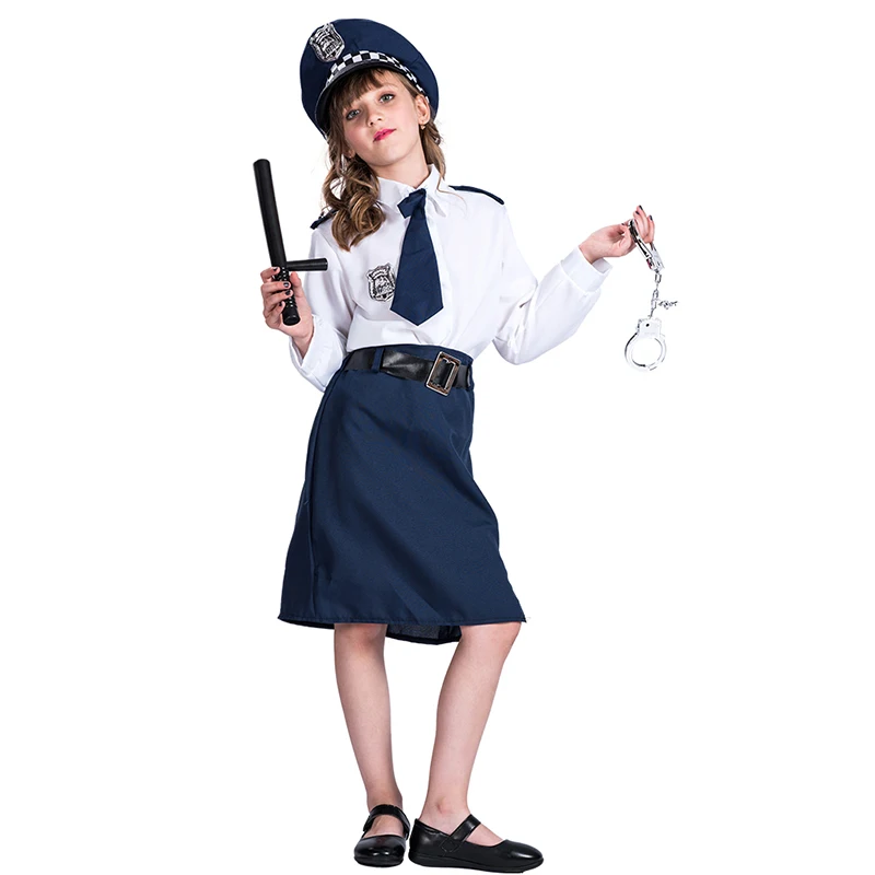 Girls Children Kids Police Uniform Cosplay Costume Halloween Career ...
