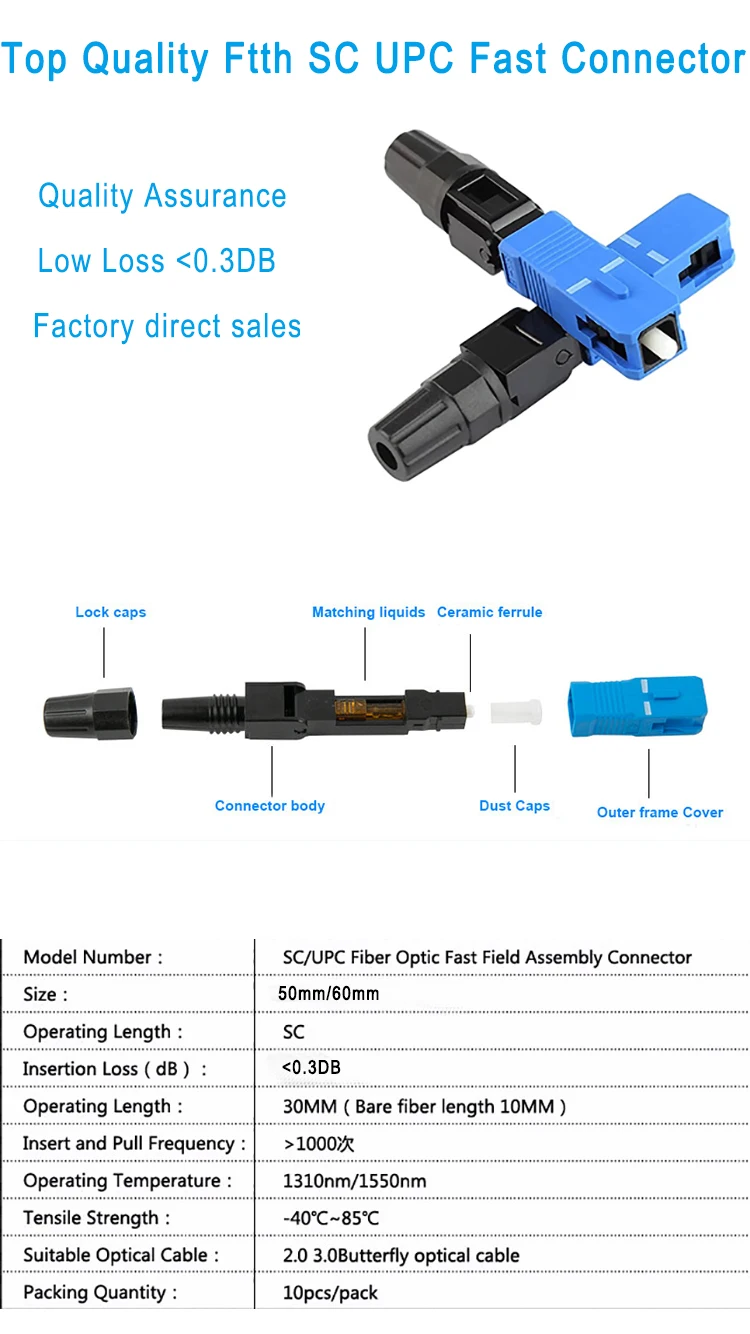 Sc Upc Ftth Optical Fiber Fast Connector Conector De Fibra Optica