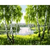 Forest and River Landscape DIY Oil Painting By Numbers For bedroom decoration