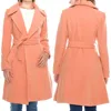 Polyester Viscose Bamboo Spandex Beige Peach Black Solid Plain Blank Long Body Bulk Wholesale Jacket With Waist Tie Side Pocket