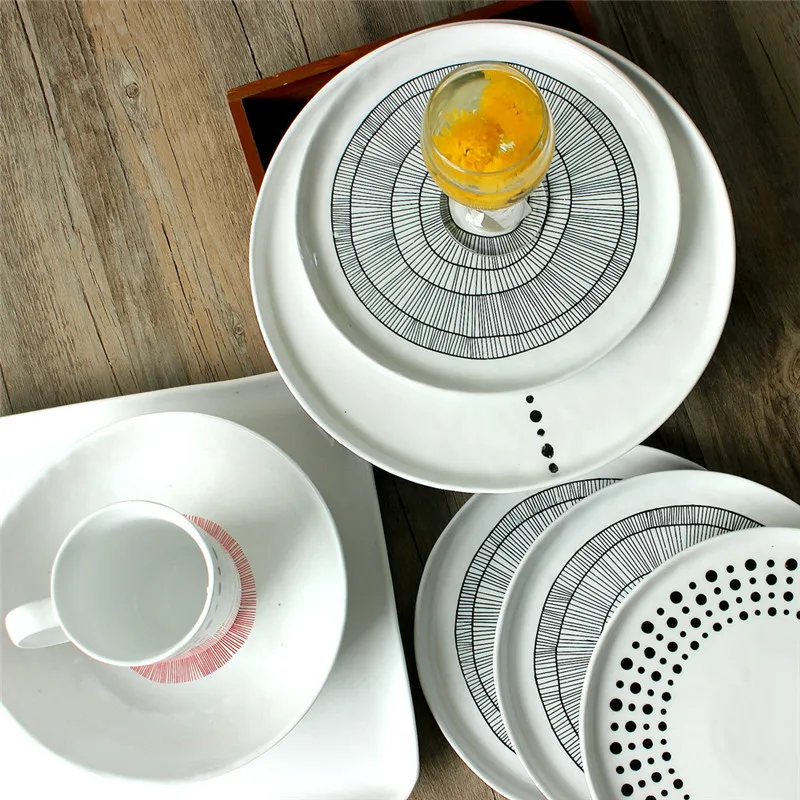 P44 Buy bulk 16 20 pcs customized hand painted porcelain dinnerware set stoneware dinner ceramic set