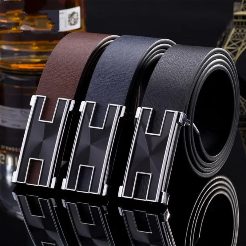 2017 New Belt Unisex Men's Smooth Plate Buckle Belts For Women Fashion
