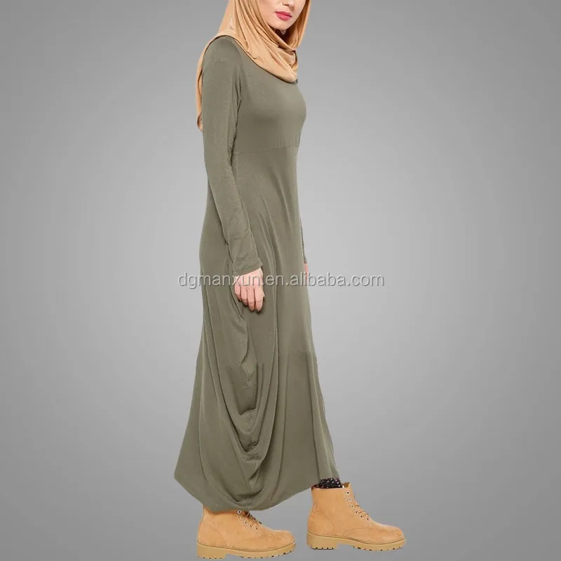 Modern Muslim Sportswear Long Cotton Jersey Abaya Islamic Women Wear