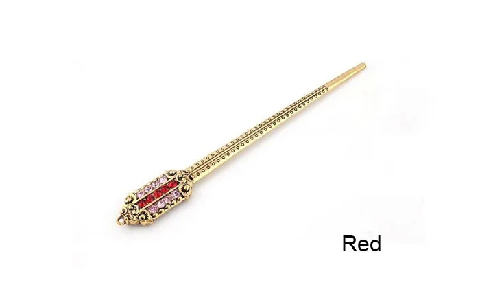 Contracted bunished gold plated hairclip several colours teardrop crystal rhinestone hair jewelry women hair accessories