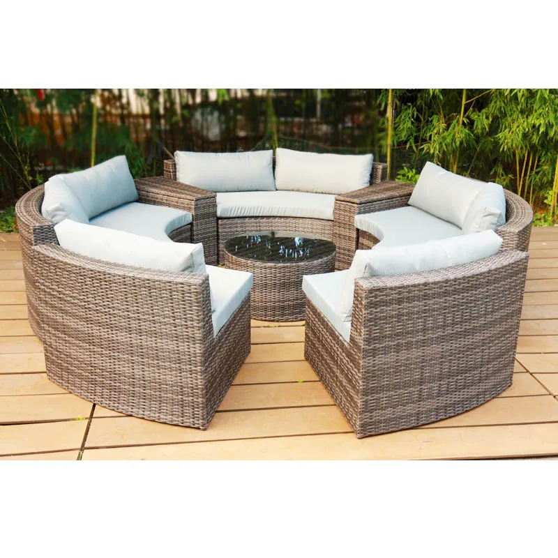 Outdoor Rattan Garden Patio Kd Round Sofa Bed Outdoor Furniture