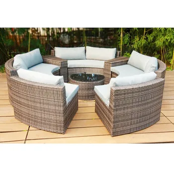 Outdoor Rattan Garden Patio Kd Round Sofa Bed Furniture Cane Latest Design