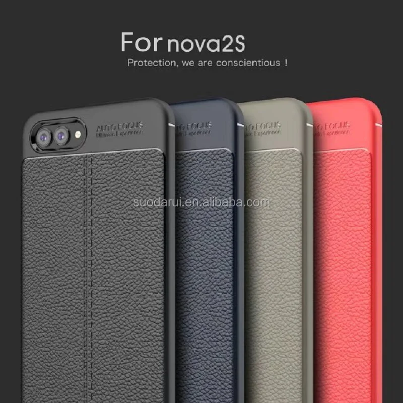 Hot Sell Litchi pattern Soft Tpu case for Huawei Nova 2S Cover