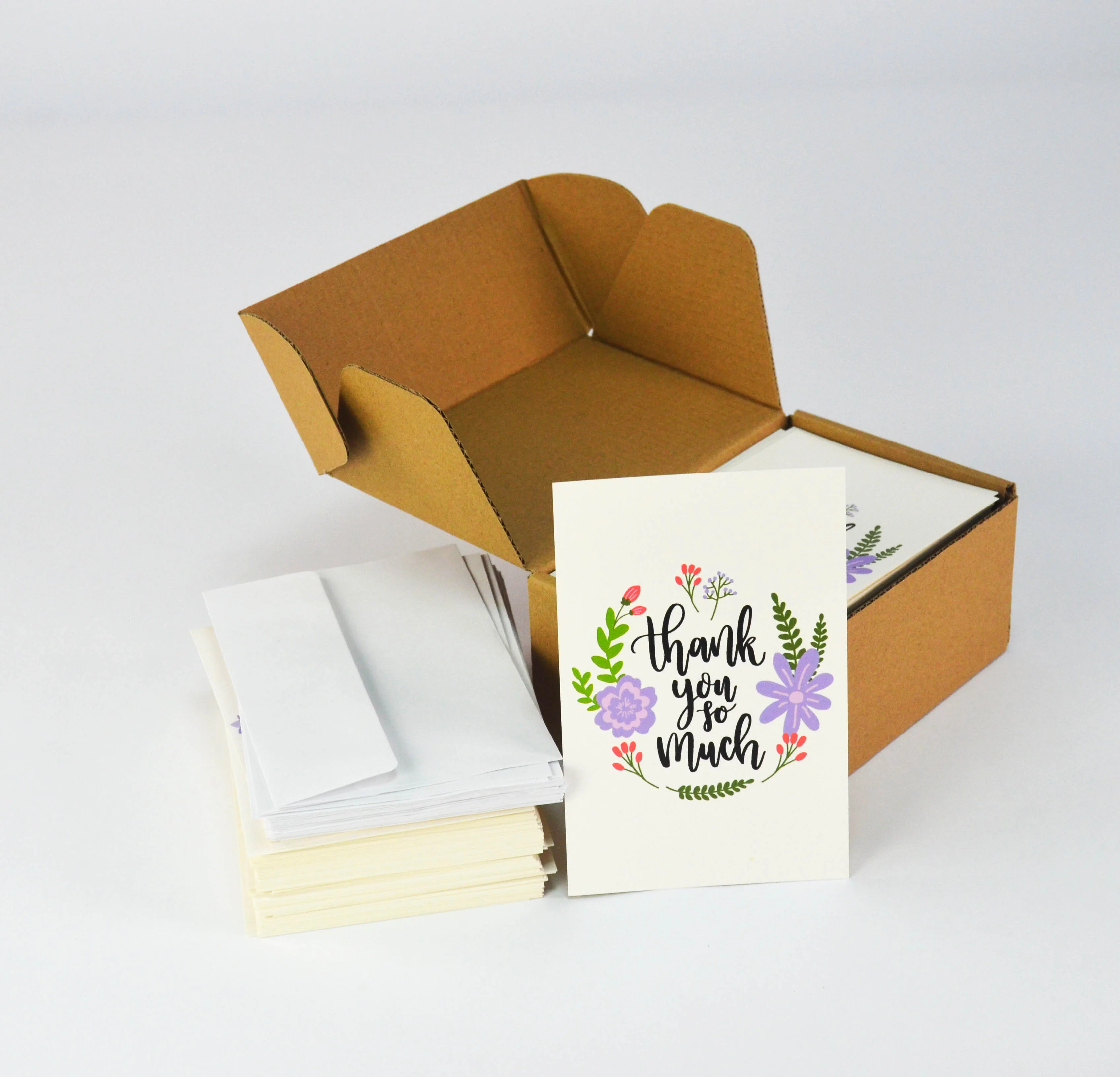 Recycled Paper Elegant White Kraft Paper Thank You Cards With Offset