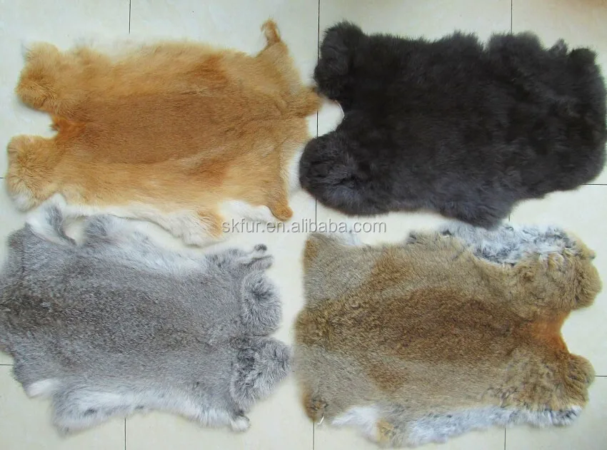 Factory Wholesale Big Piece Raw Or Dyed Color Tanned Rabbit Fur Skins