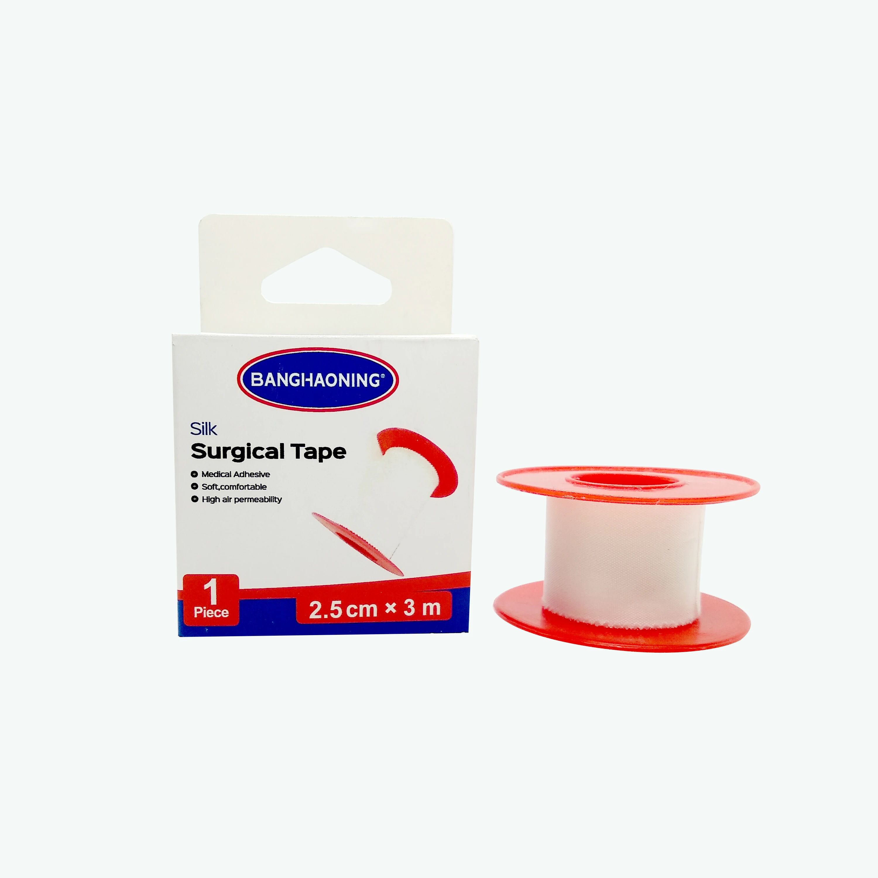 FDA CE ISO 1.25cmX5m Zinc Oxide Tape Medical Adhesive Plaster Roll with plastic spool and cover