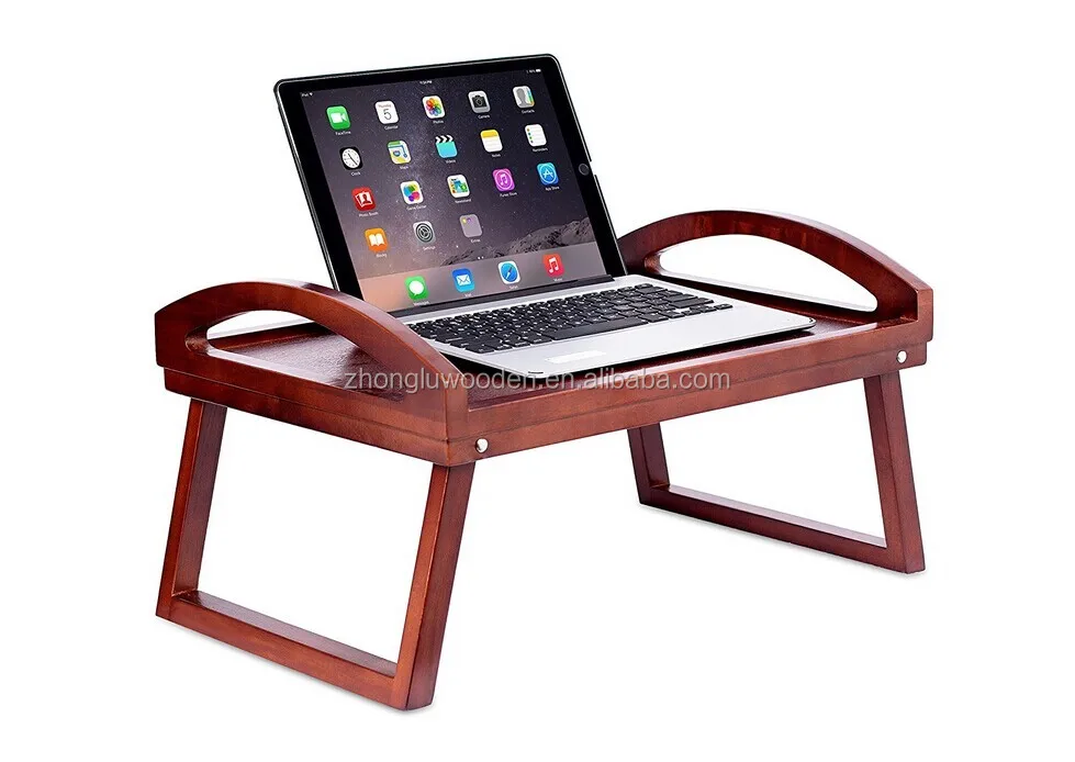Wooden Lap Desk Bed Tray Breakfast Bed Tray With Wide Grip