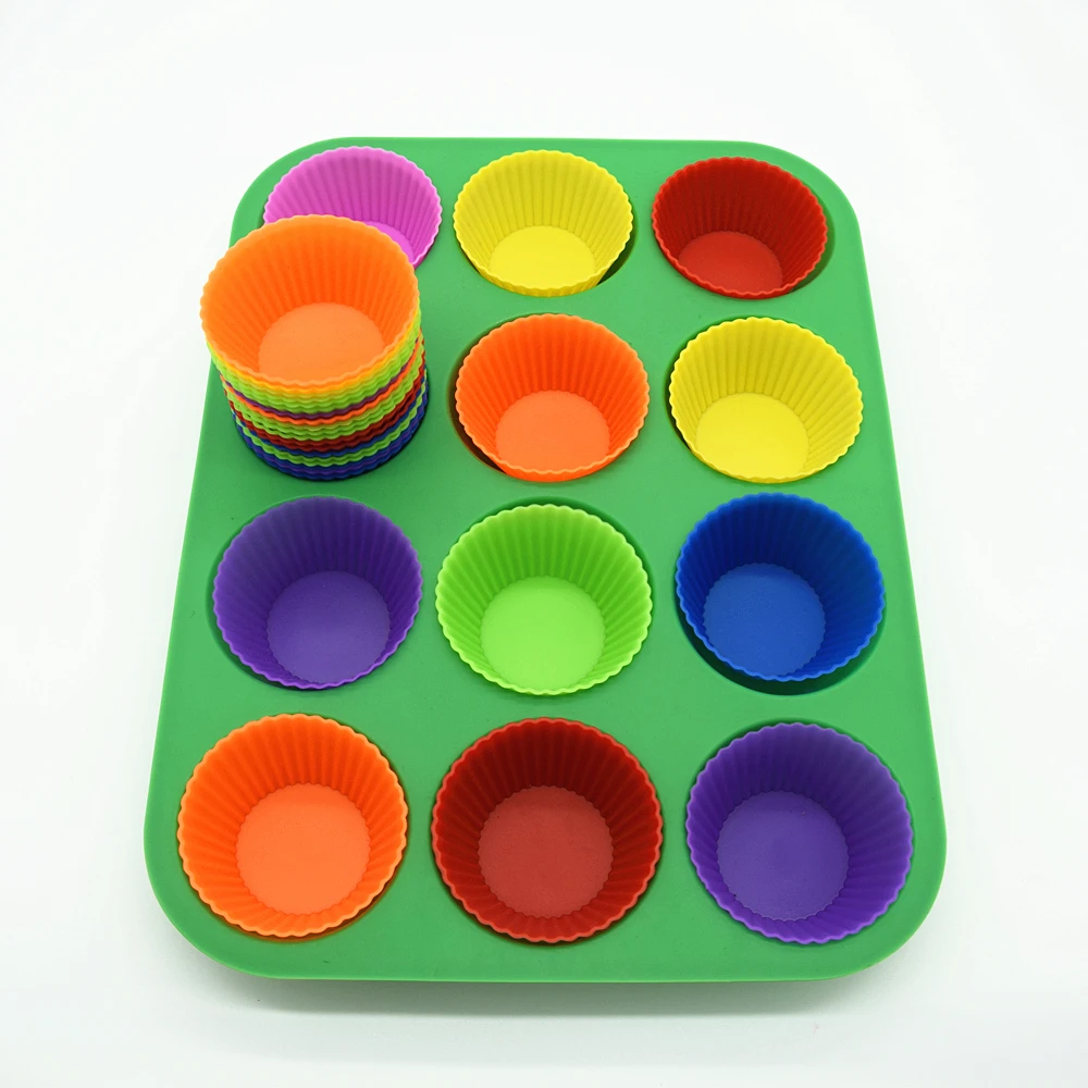 Heat Resistant Silicone Muffin Cups Baking Cake Pan Nonstick Cupcake