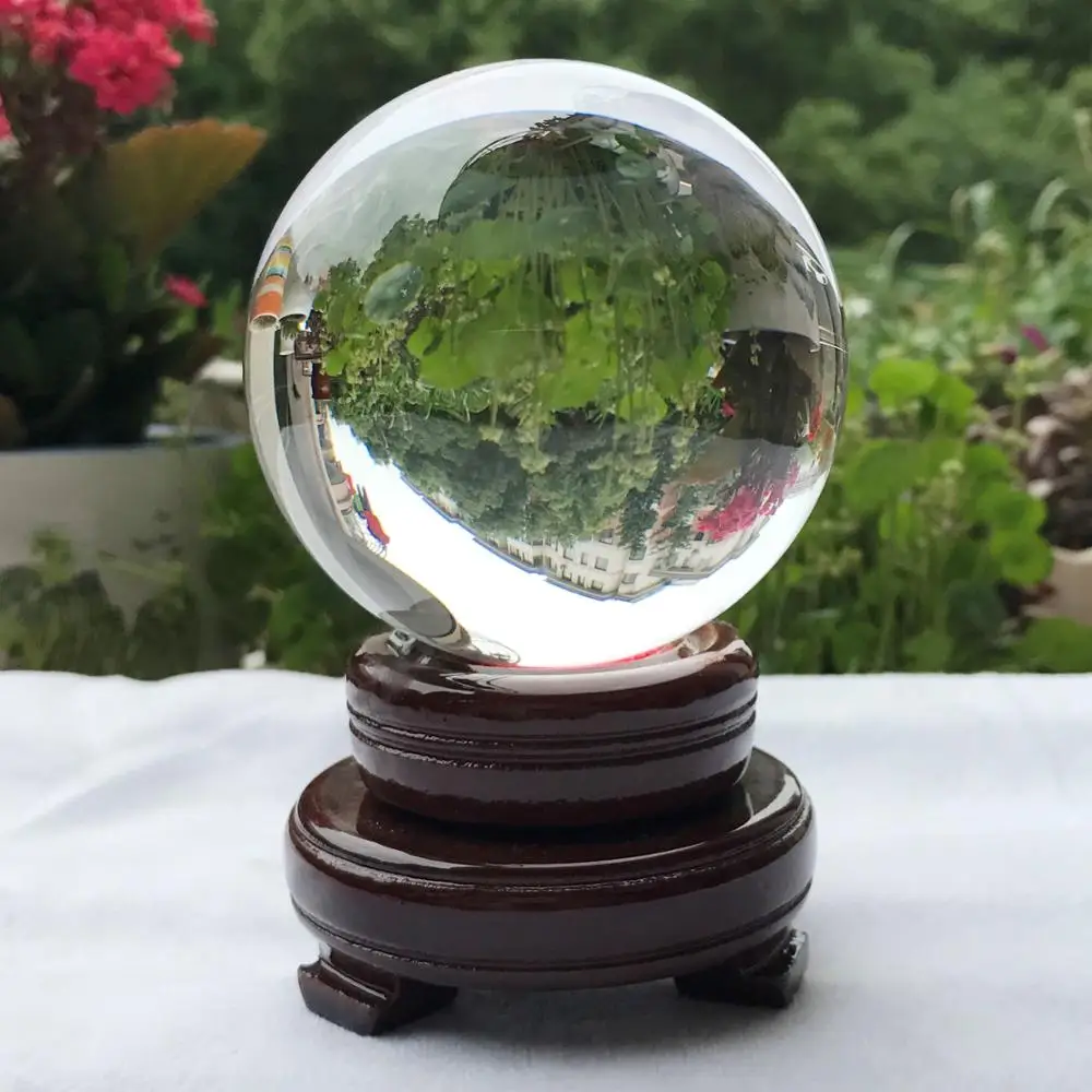 80mm Aaa Quality K9 Crystal Glass Fengshui Ball With Wooden Stand Buy