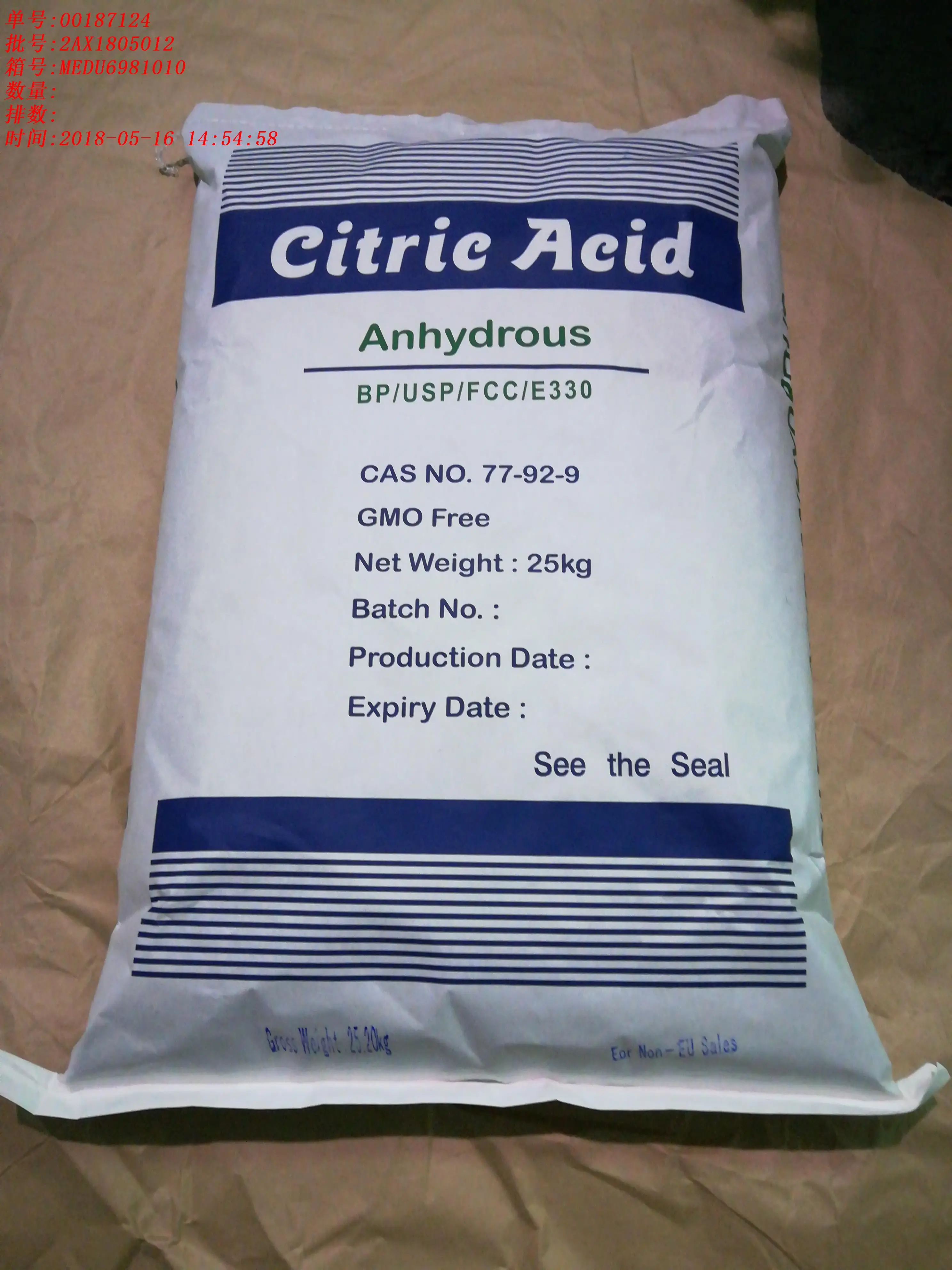 Ensign Brand Citric Acid Monohydrate/anhydrous Food Grade - Buy Citric ...