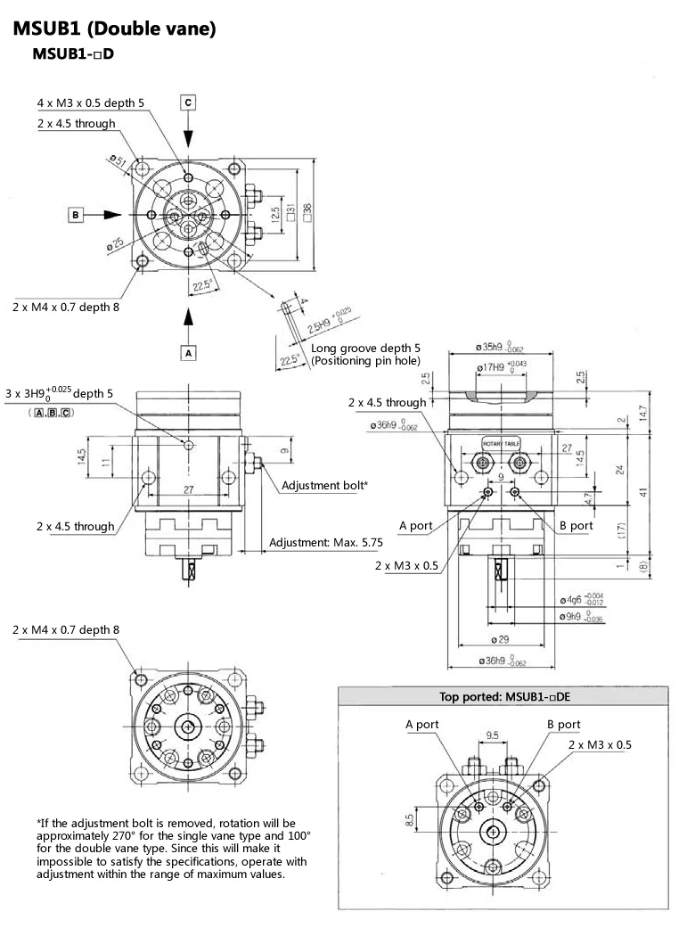 Rotary Table/Pneumatic Cylinder Series MSUB
