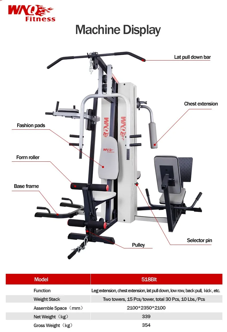 518bit Standard 5-station Integrated Training Gym Equipments Fitness ...