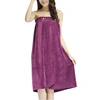 Hot wholesale microfiber quick dry absorbent bath wrap dressing towel sleeveless bathrobe with snap closure