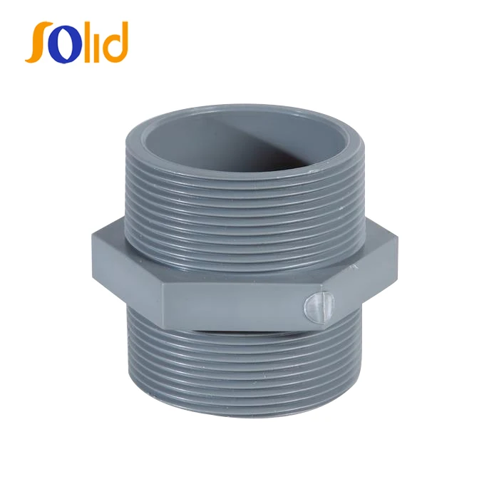 Plastic Pipe Fitting PVC Double Male Threaded Adaptor