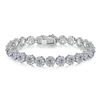 SJB018 SJ Factory Price Brass 18K Gold Plating White Cubic Zirconia Silver Imitation Diamond Flower Jewelry Bracelet