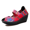 Thick sole women woven elastic webbing shoes handmade casual footwear