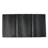 Gate-folded trifold three views black leather food menu for 8.5*11''