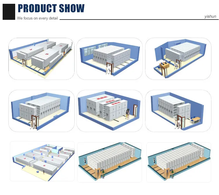 Steel Shelving Systems 5 layers Locking Mobile compactor Storage Filing Cabinet