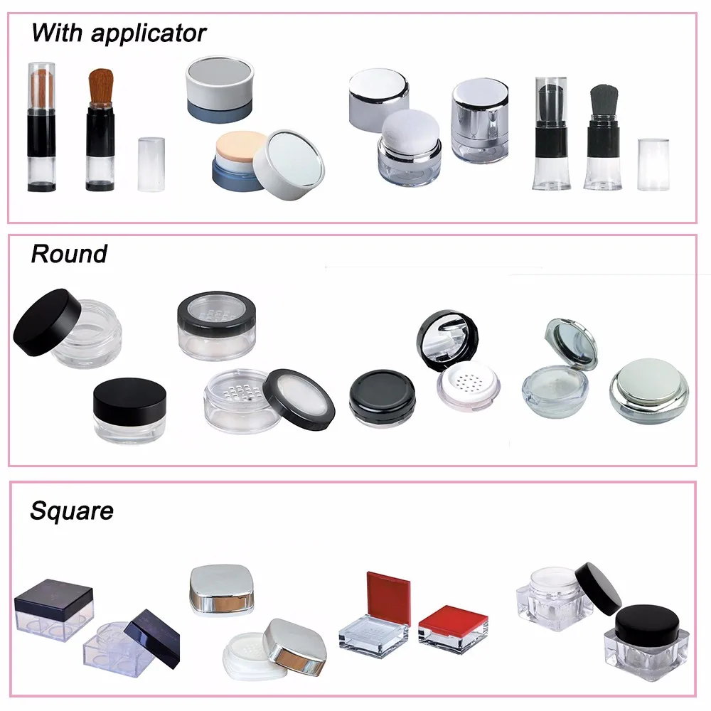 New produce plastic loose powder jar with brush, clear cosmetic jar
